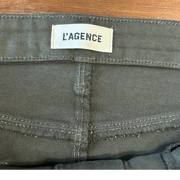 L'AGENCE Green Coated Denim Jyothi jeans, high rise split ankle, REVOLVE, 32 - Picture 7 of 10